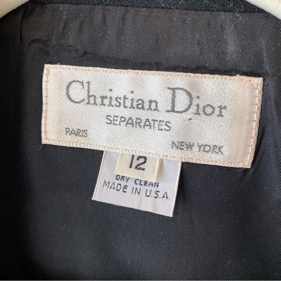 VTG Christian Dior Separates Wool Blazer and Skirt Suit Set Black Size 12 - Picture 7 of 16